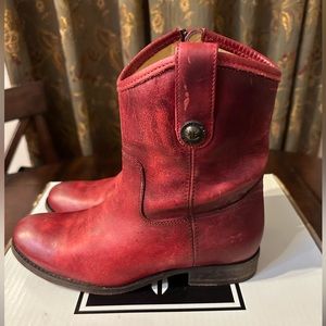 Frye Melissa Button Short Boots - Size 7 - Burgundy